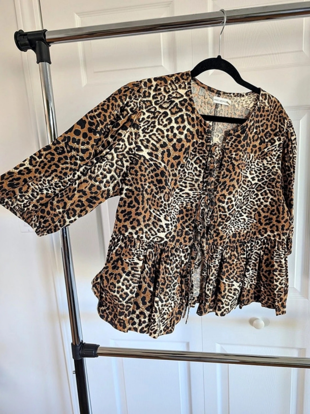 Avec Les Filles Animal Print Peplum Blouse